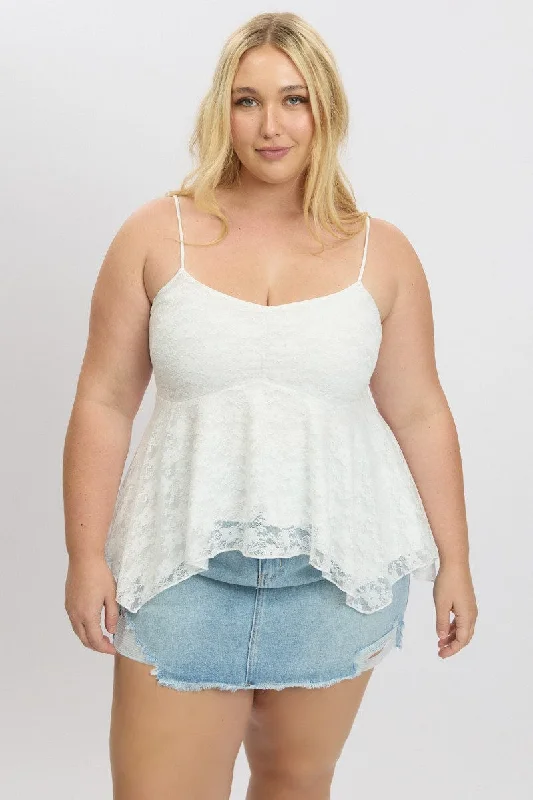 White Lace Singlet Top