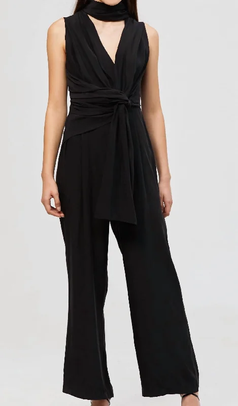 Alma Silk Jumpsuit In Black