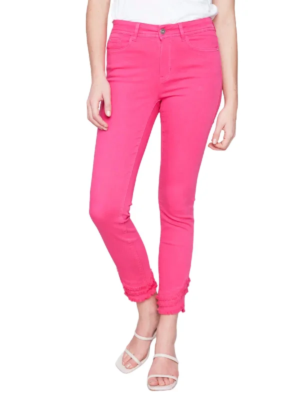 Ankle Slanted Fridge Pant In Pink Punch