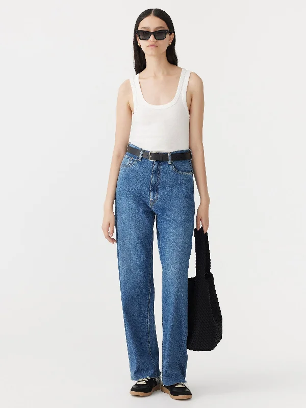 high rise straight leg jean