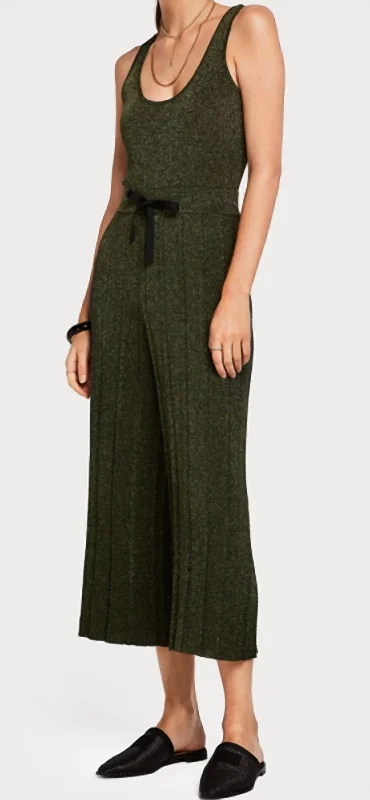 Knitted Lurex Jumpsuit In Green