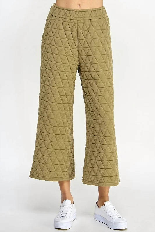 Quilted Luxe Pants In Light Olive