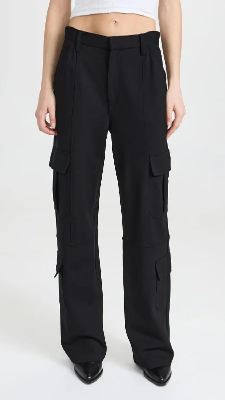 rag & bone Womens Irina Full Length Jersey Cargo Pants Black