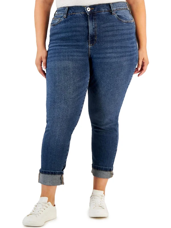 Womens Cuffed Light Wash Skinny Jeans