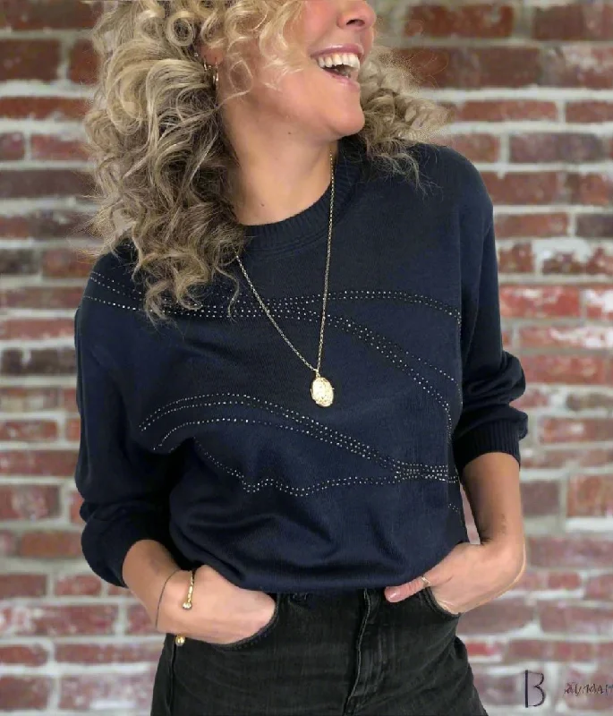 Navy Embellished Stud Jumper