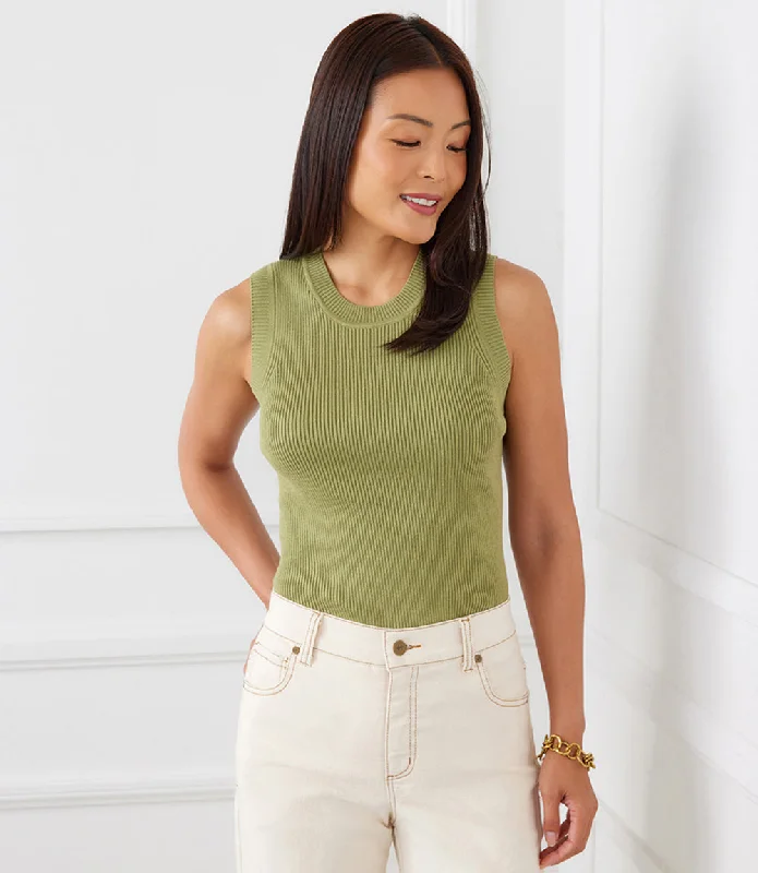 Ribbed Sleeveless Sweater Tank