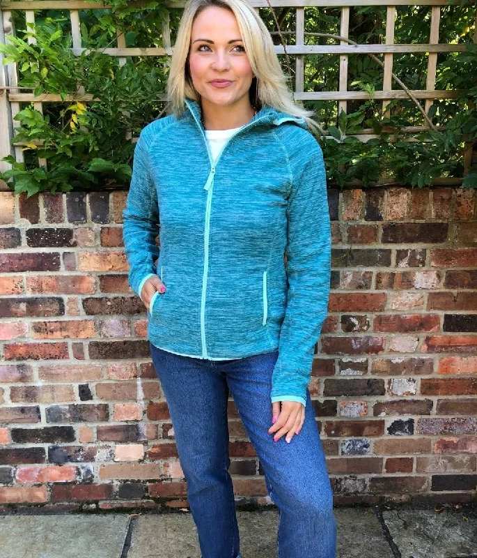 Teal Lleyn Melange Hooded Fleece