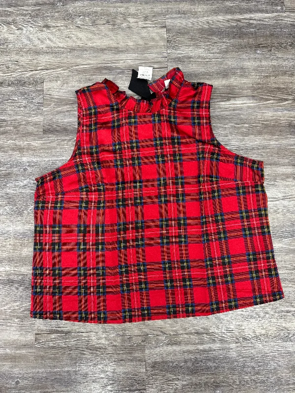 Top Sleeveless By J. Crew In Plaid Pattern, Size: Xxl