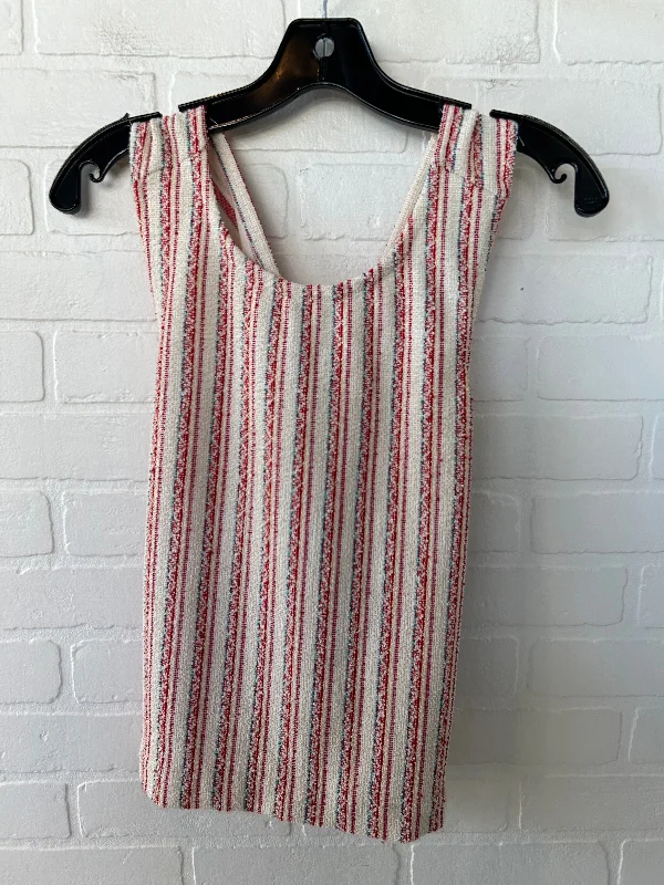 Top Sleeveless By Madewell In Cream & Red, Size: Xxs