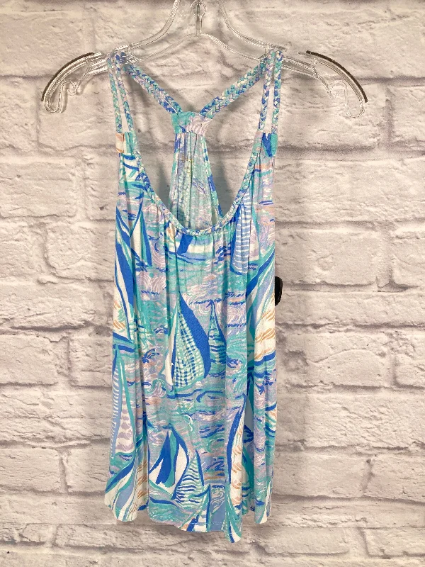 Top Sleeveless Designer By Lilly Pulitzer In Blue & White, Size: M