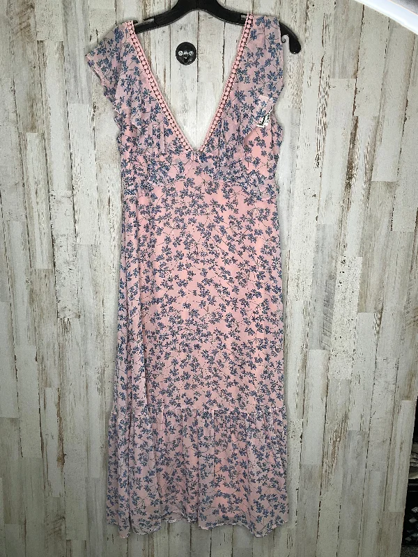 Blue & Pink Dress Casual Midi Lulus, Size S