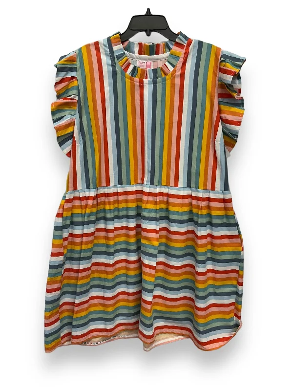 Striped Pattern Dress Casual Midi Cmb, Size Xl