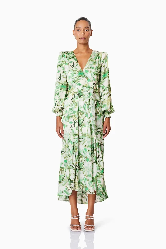 Georgia Long Sleeve Maxi Dress In Green