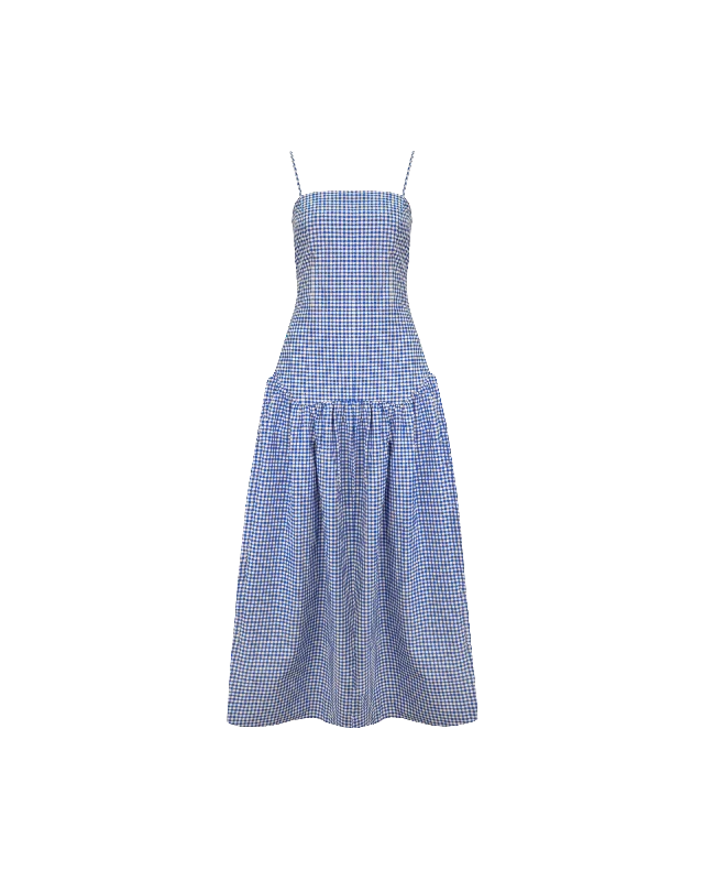 TRULLI MAXI DRESS COBALT GINGHAM