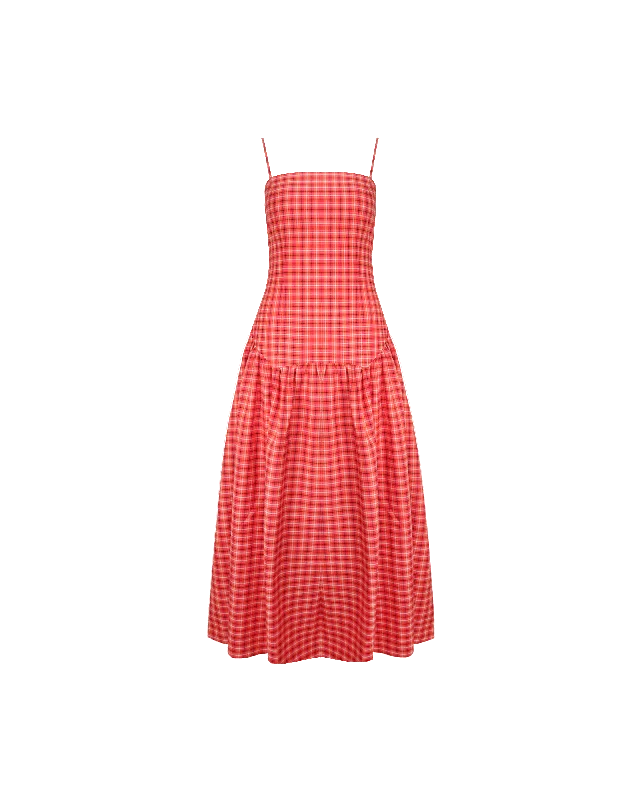 TRULLI MAXI DRESS RED TARTAN