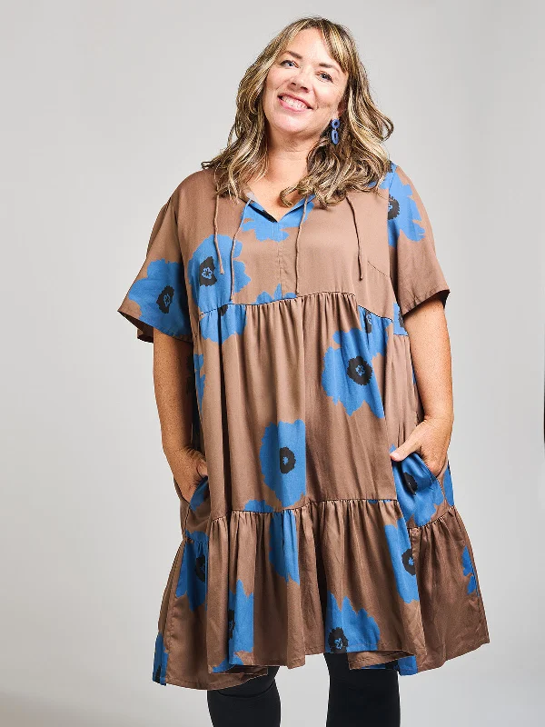 Adelaide Tiered Plus Size Mini Dress - Dark Oak