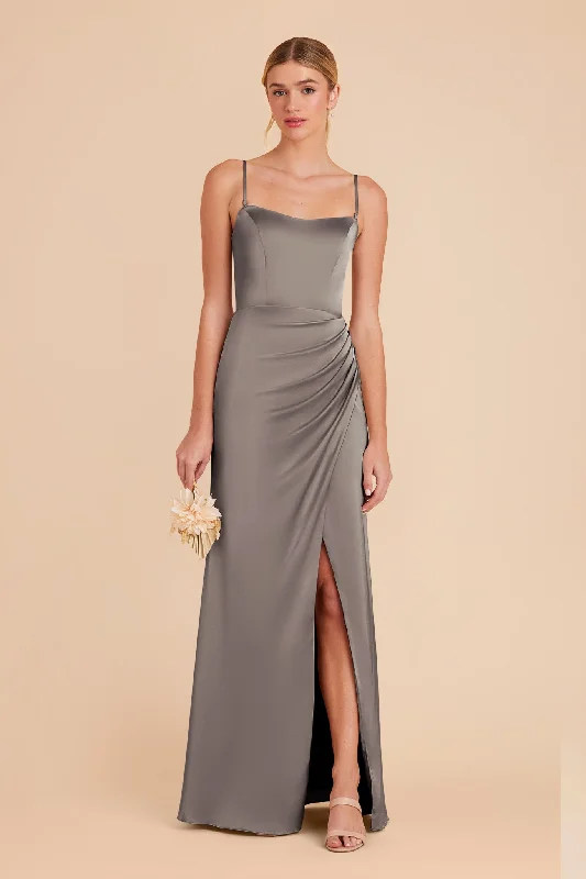 Anne Matte Satin Dress - Quartz