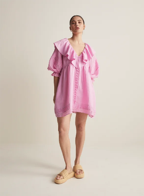 Antoinette Linen Mini Dress | Ametrine