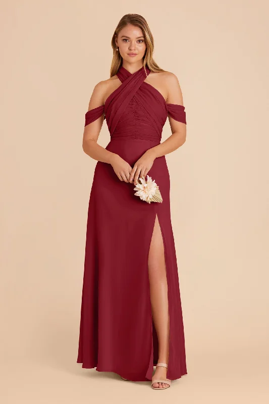 Cara Chiffon Dress - Burgundy