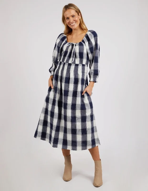 Cedar Dress Navy Check