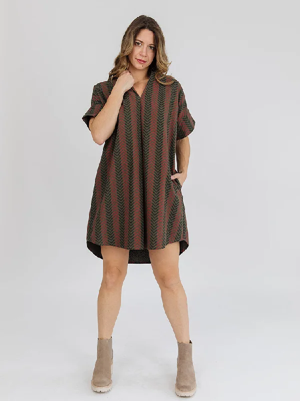 Chennai Mini Dress - Chevron Fern Red