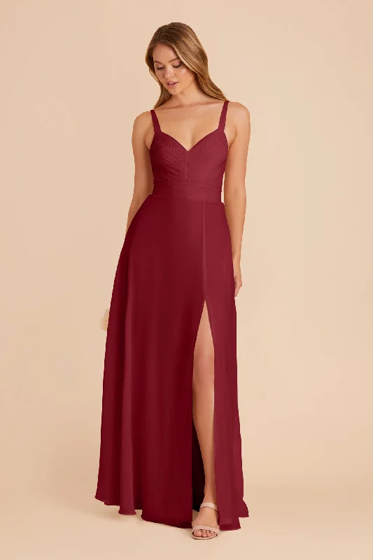 Deborah Chiffon Dress - Burgundy