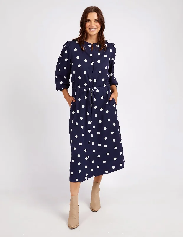 Dottie Dress Navy Spot Print