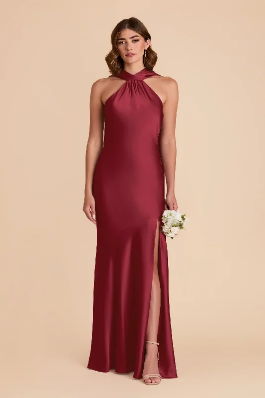 Eileen Matte Satin Dress - Burgundy