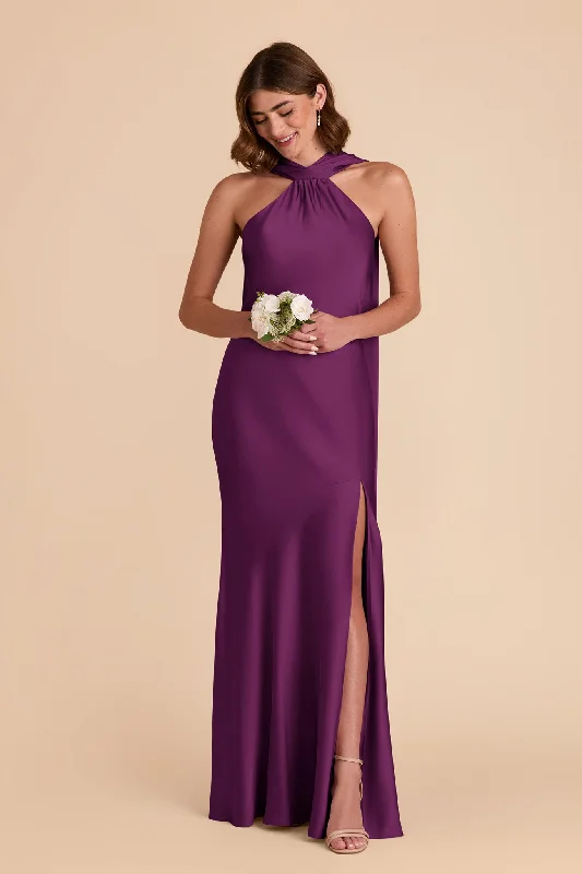 Eileen Matte Satin Dress - Fig