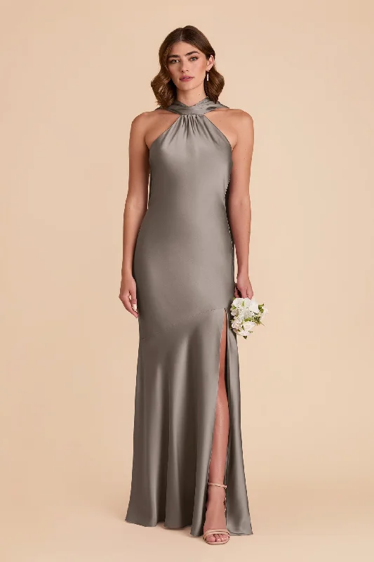 Eileen Matte Satin Dress - Quartz