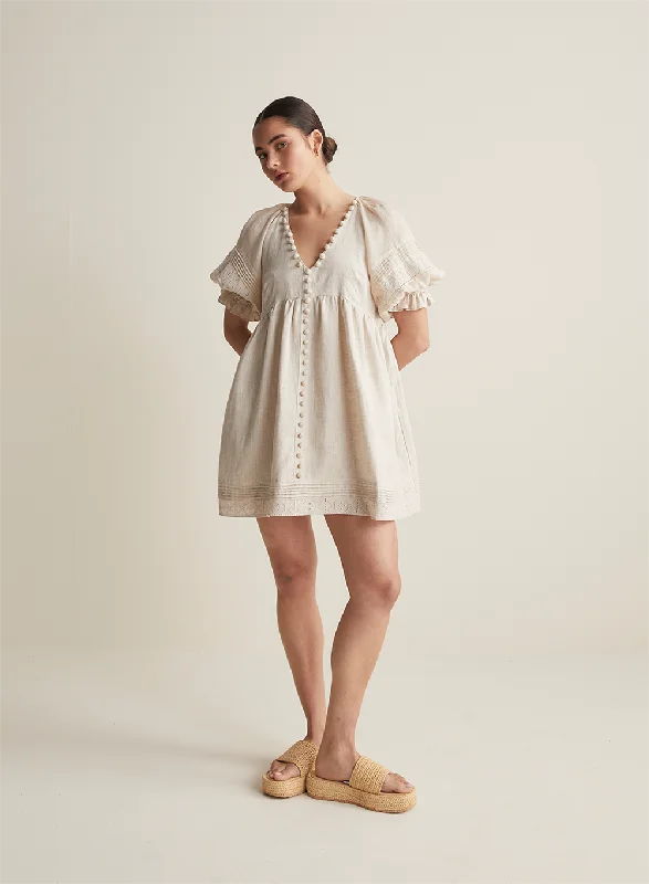 Gwendalin Linen Mini Smock Dress | Flax