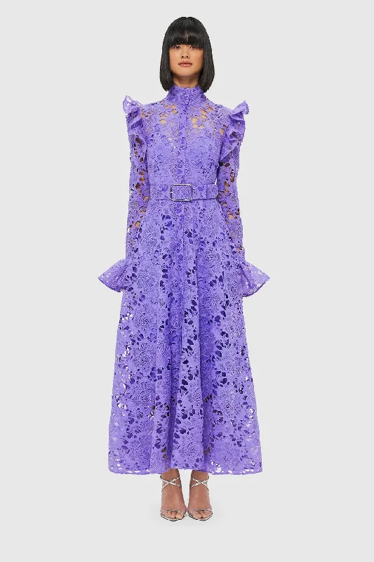 Leo Lin Aliyah Lace Butterfly Sleeve Midi Dress - Lavender