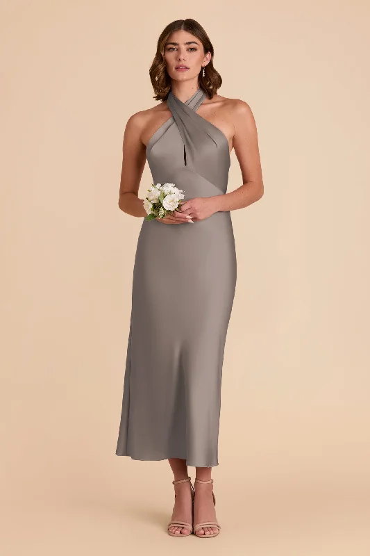 Monique Matte Satin Dress - Quartz