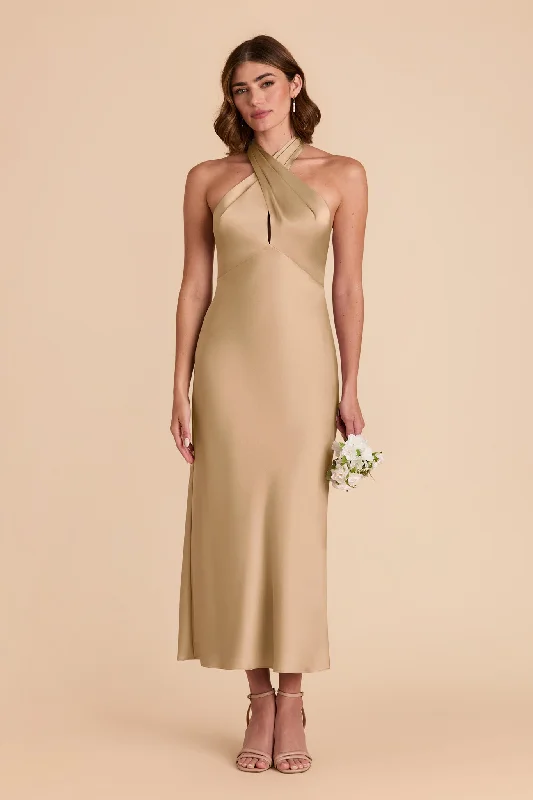 Monique Matte Satin Dress - Yellow Gold