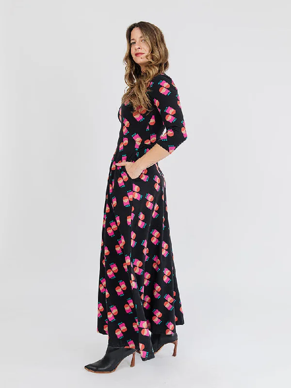 Mumbai Maxi Dress  - Memphis Shapes Black