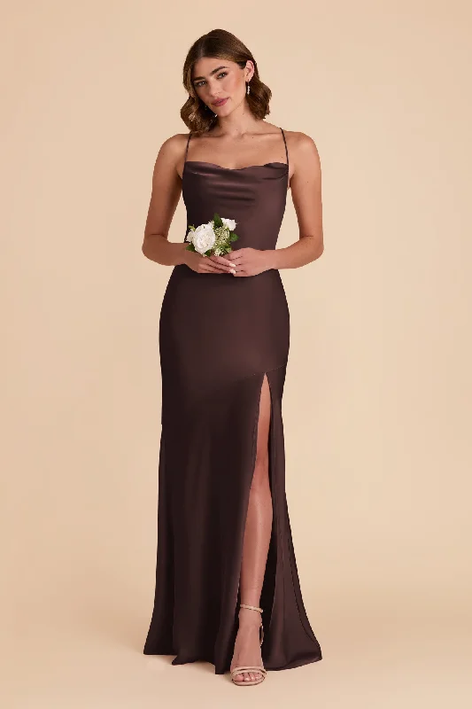 Olivia Matte Satin Dress - Espresso