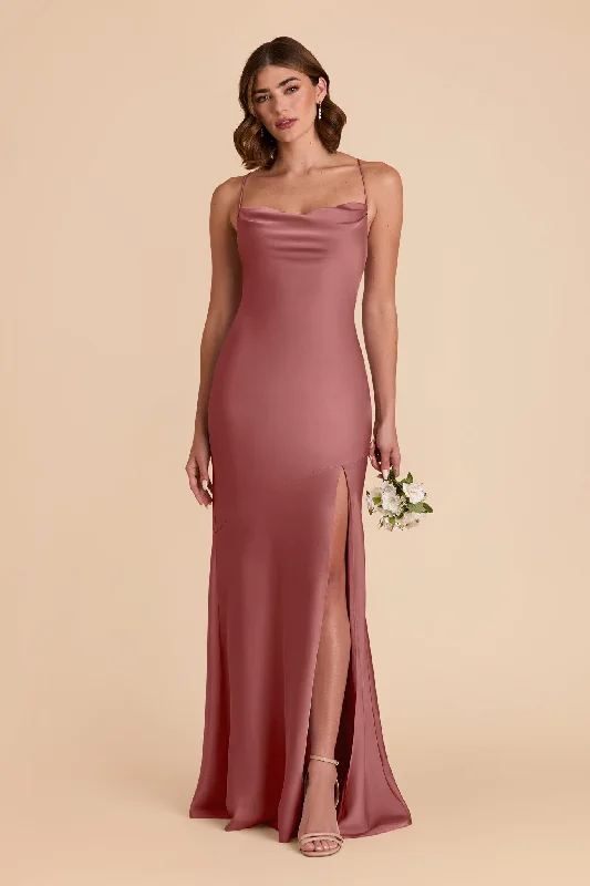 Olivia Matte Satin Dress - Wild Rose