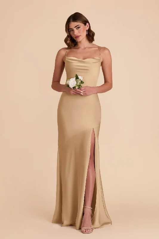 Olivia Matte Satin Dress - Yellow Gold