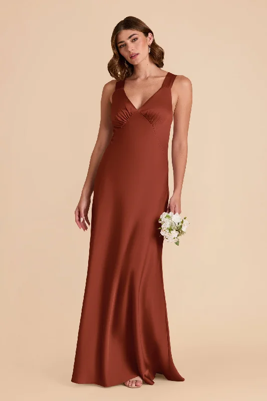 Veronica Matte Satin Dress - Auburn