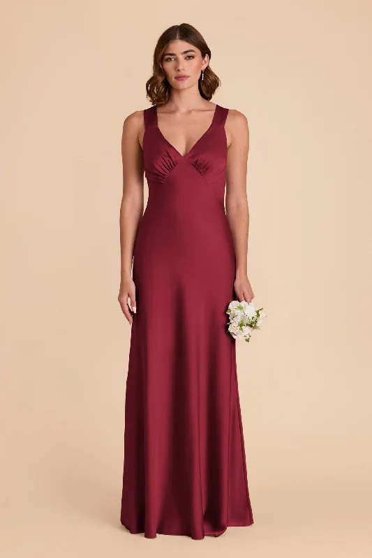 Veronica Matte Satin Dress - Burgundy