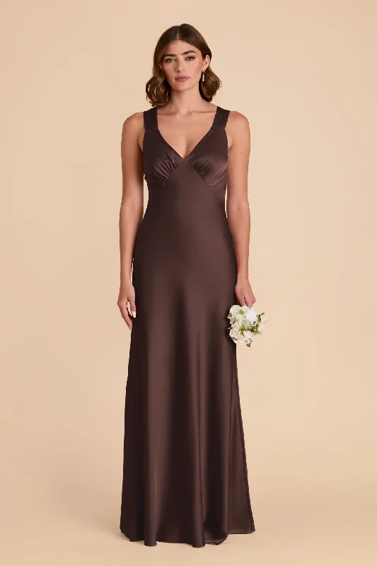 Veronica Matte Satin Dress - Espresso