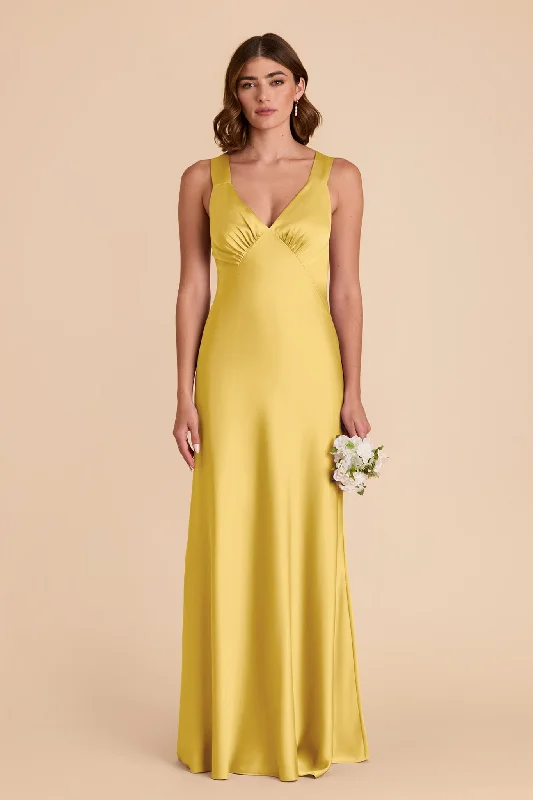 Veronica Matte Satin Dress - Sunflower Yellow