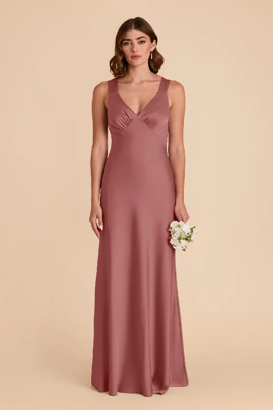 Veronica Matte Satin Dress - Wild Rose