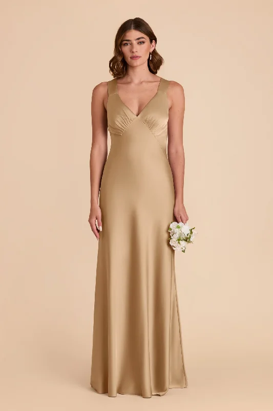 Veronica Matte Satin Dress - Yellow Gold