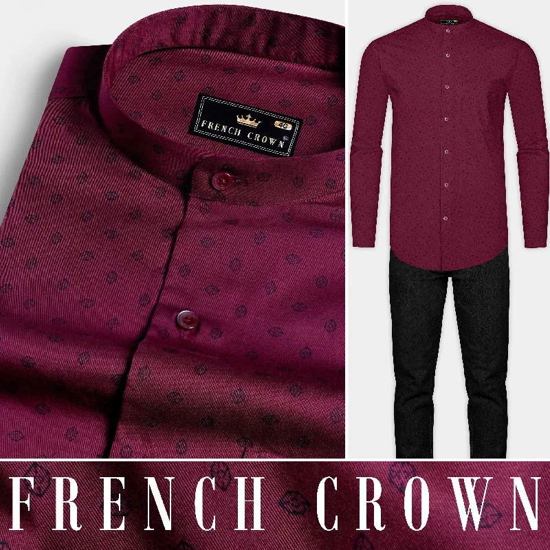 Bordeaux Wine Printed Royal Oxford Shirt