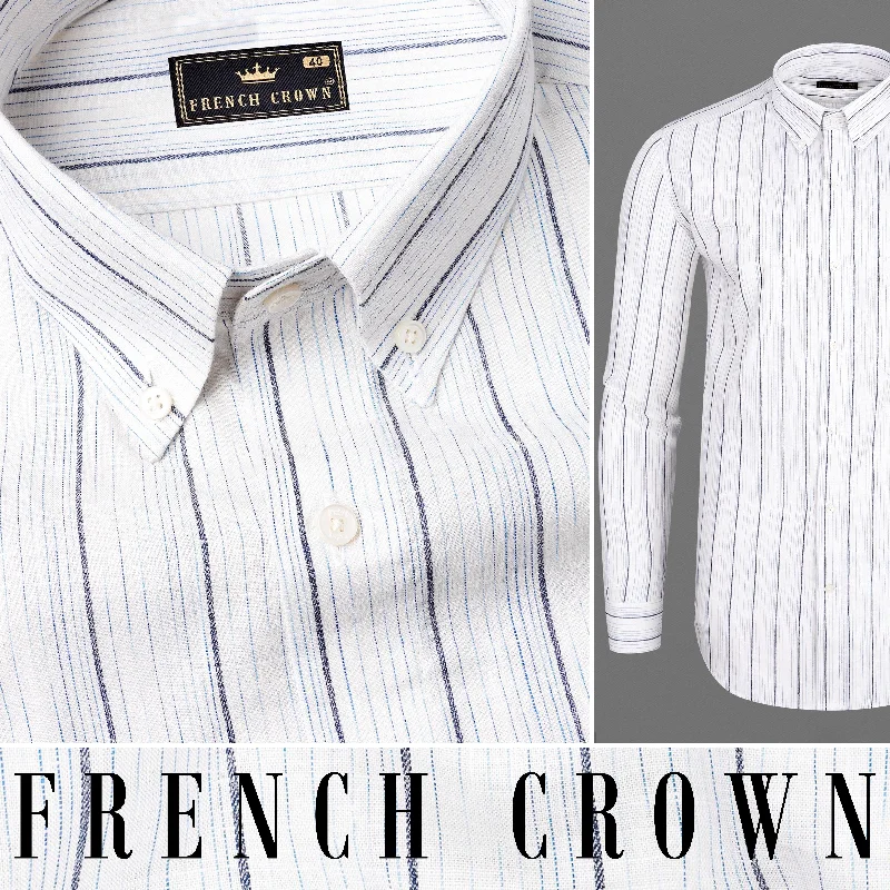 Bright White Striped Premium Tencel Shirt