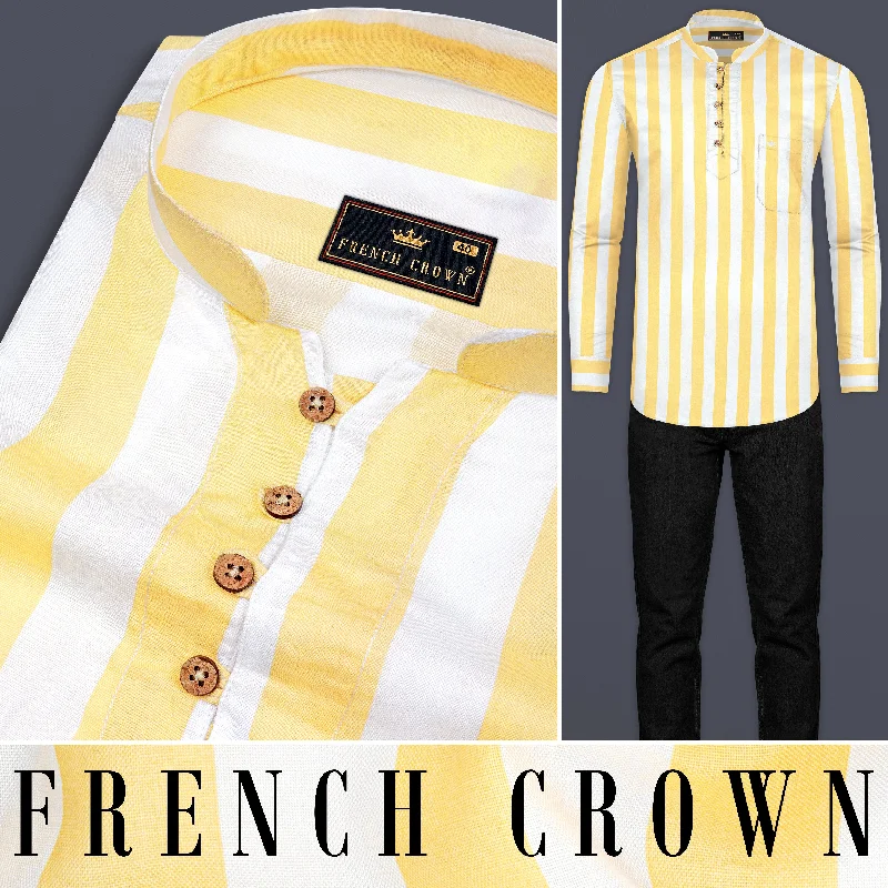 Sandwisp Yellow Striped Tencel Kurta Shirt